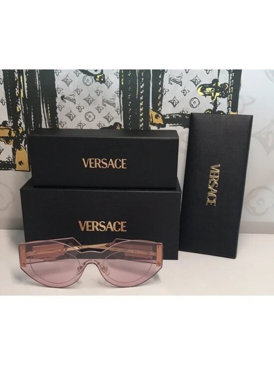 New Versace™ VE2276 Damier Women’s Sunglasses – Rimless Pink Metal main image 10